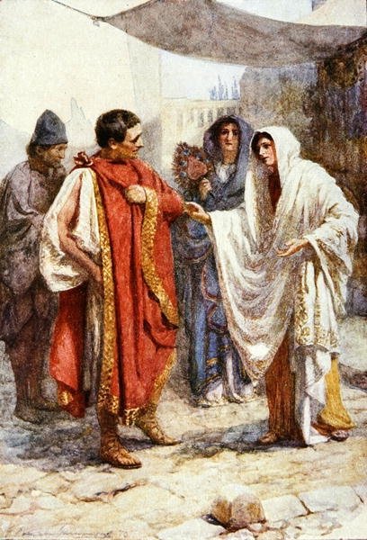 كيف يحدث الآن ، يا زوجي ، أنك بعد ذلك مغتربة عن نفسك؟ رسم توضيحي من "كوميديا الأخطاء" في "قصص من شكسبير: إعادة سرد بواسطة توماس كارتر" نُشر عام 1910 (لون ليثو) بواسطة جيرترود إي ديمين هاموند