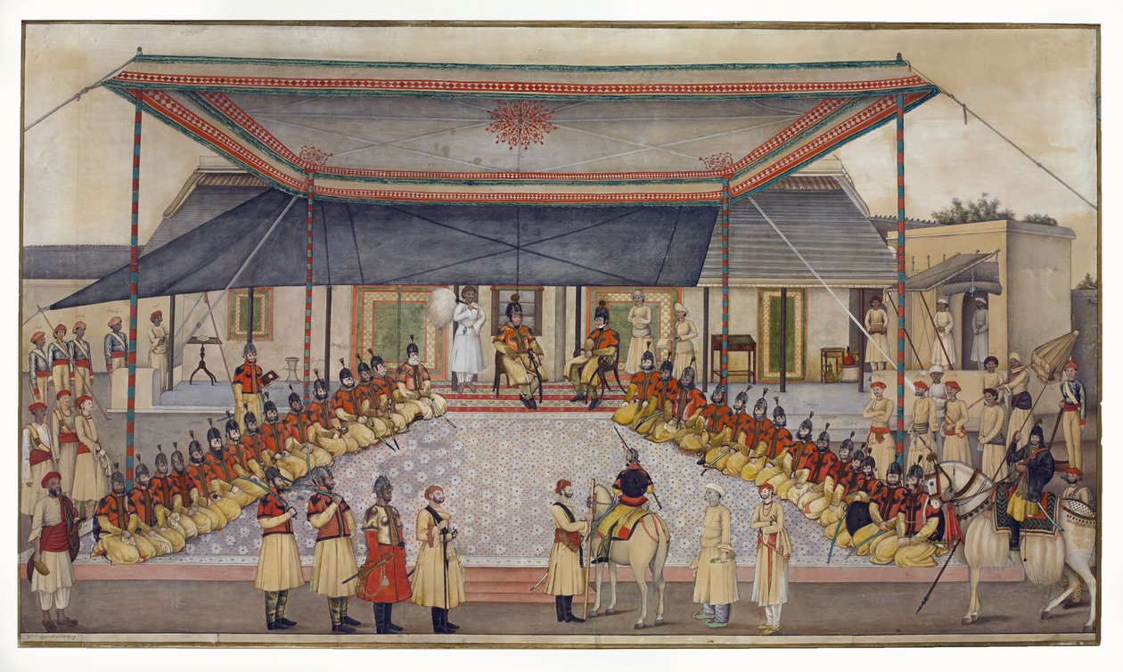 العقيد جيمس سكينر يحمل ضابط فوج ، 1827 (مرحاض مع غواش على ورق) بواسطة غلام علي خان