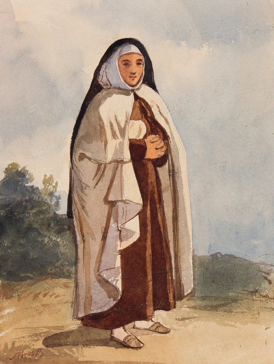 A Nun ، مع إضافات من الأميرة ماريا أنونزياتا دي بوربون (1843-1871) (قلم رصاص ومرحاض على الورق) بواسطة جياسينتو جيجانتي