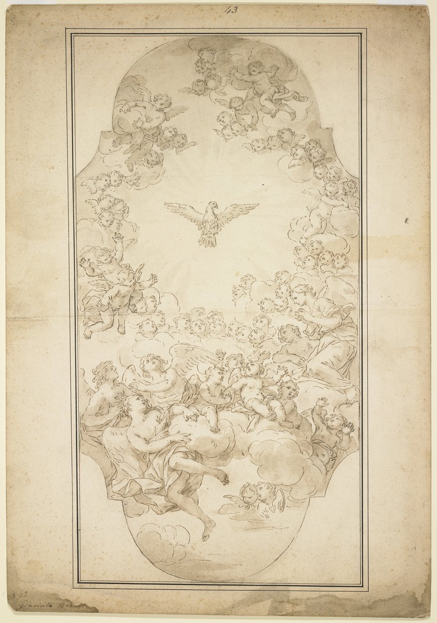 The Holy Ghost ، 1680s (قلم وحبر بني وغسل فوق آثار الطباشير السوداء) بواسطة جياسينو براندي