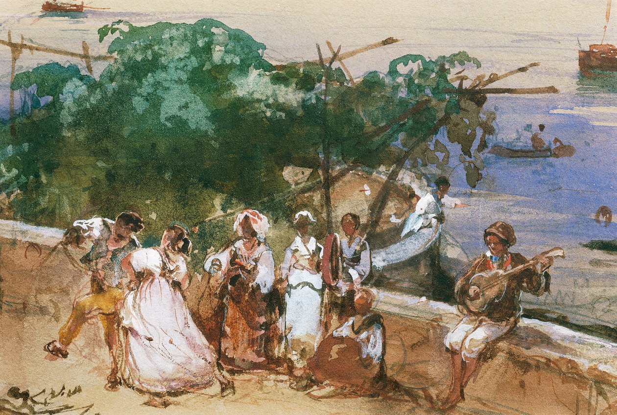 A Street in Posillipo, by Giacinto Gigante بواسطة جياسينتو جيجانتي