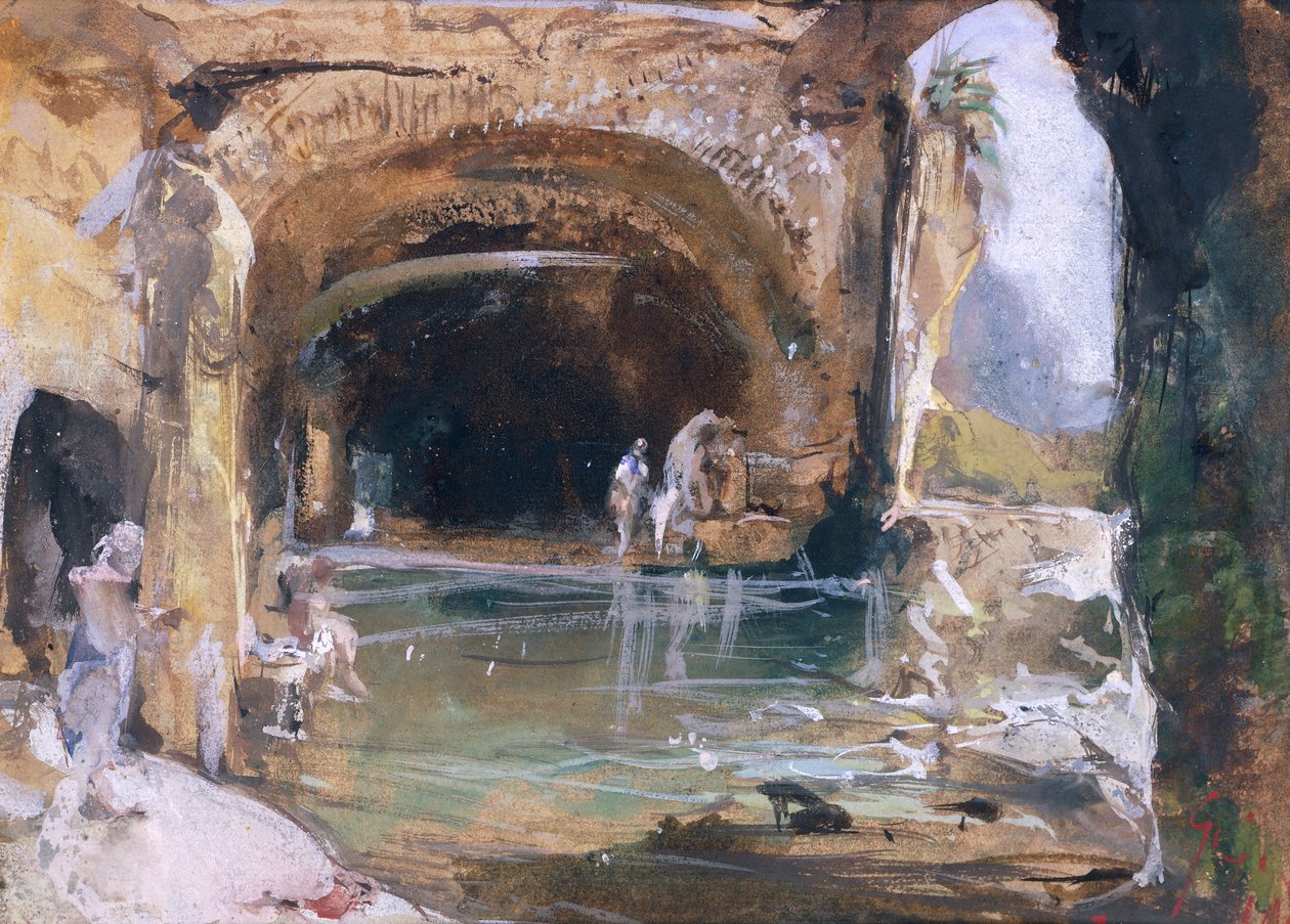 Bathers Inside the Cave, Naples بواسطة جياسينتو جيجانتي