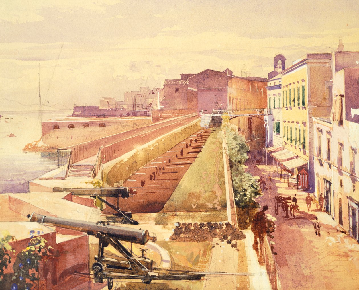 Battery in Gaeta, by Giacinto Gigante (1806-1876), Italy بواسطة جياسينتو جيجانتي
