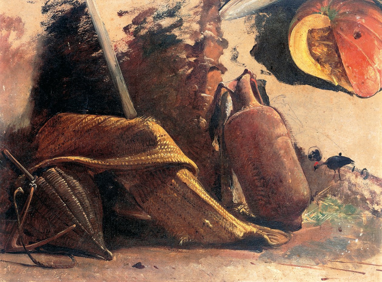 Still life with pumpkin, circa 1844 (watercolour) بواسطة جياسينتو جيجانتي