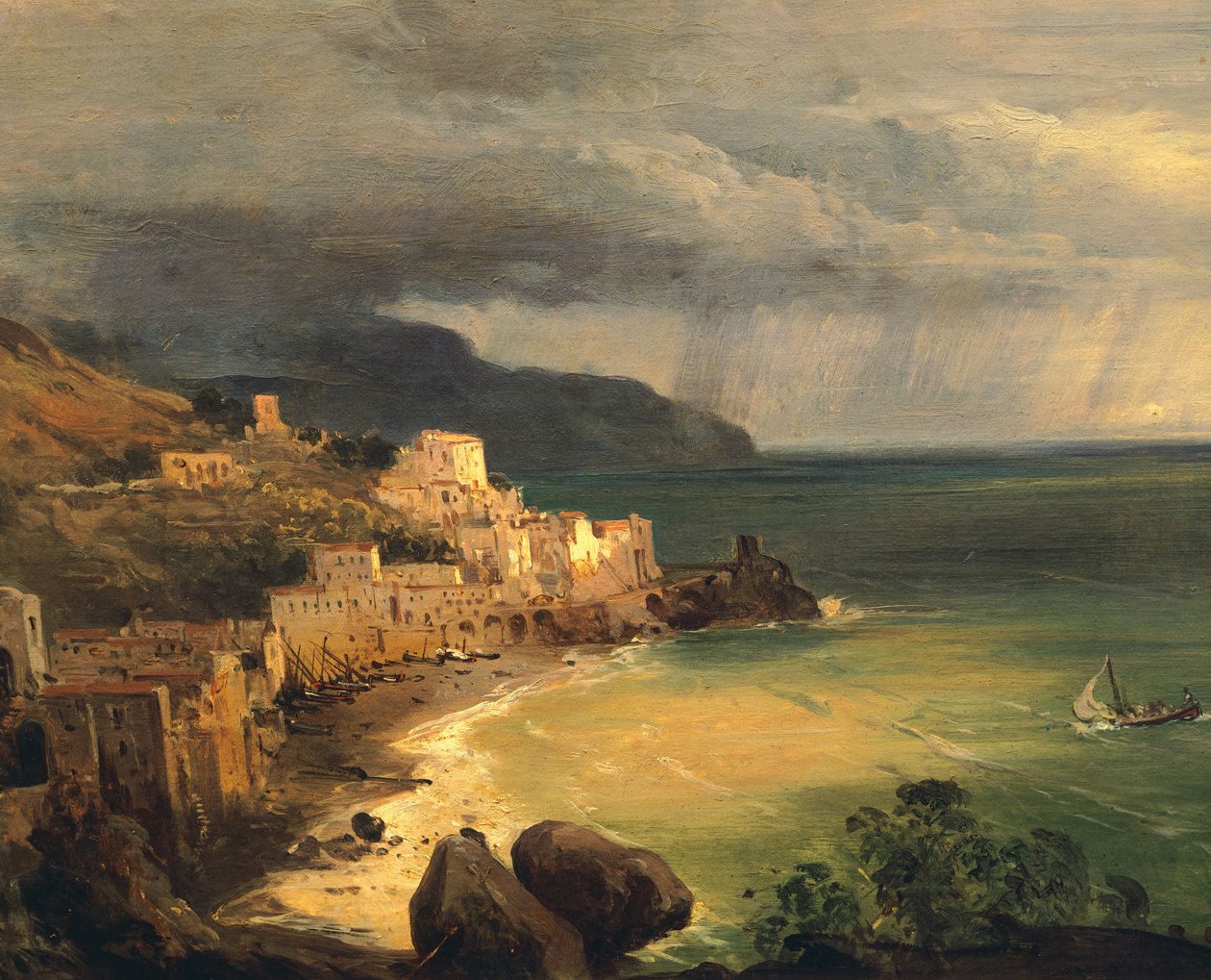 Storm on the Amalfi coast and Gulf of Naples by Giacinto Gigante (1806-1876), Italy بواسطة جياسينتو جيجانتي
