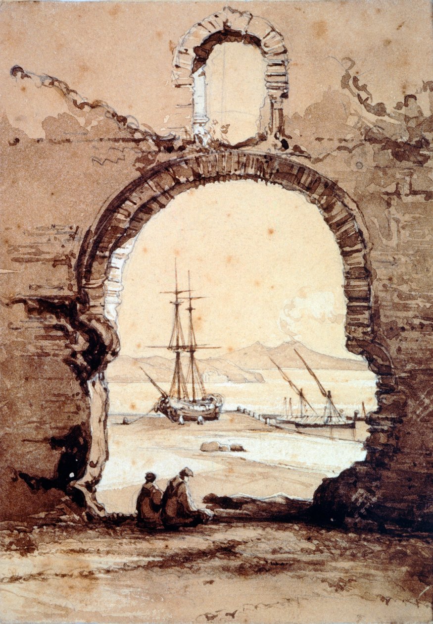 The Bay of Naples from Posillipo, by Giacinto Gigante (1806-1876), watercolor. بواسطة جياسينتو جيجانتي