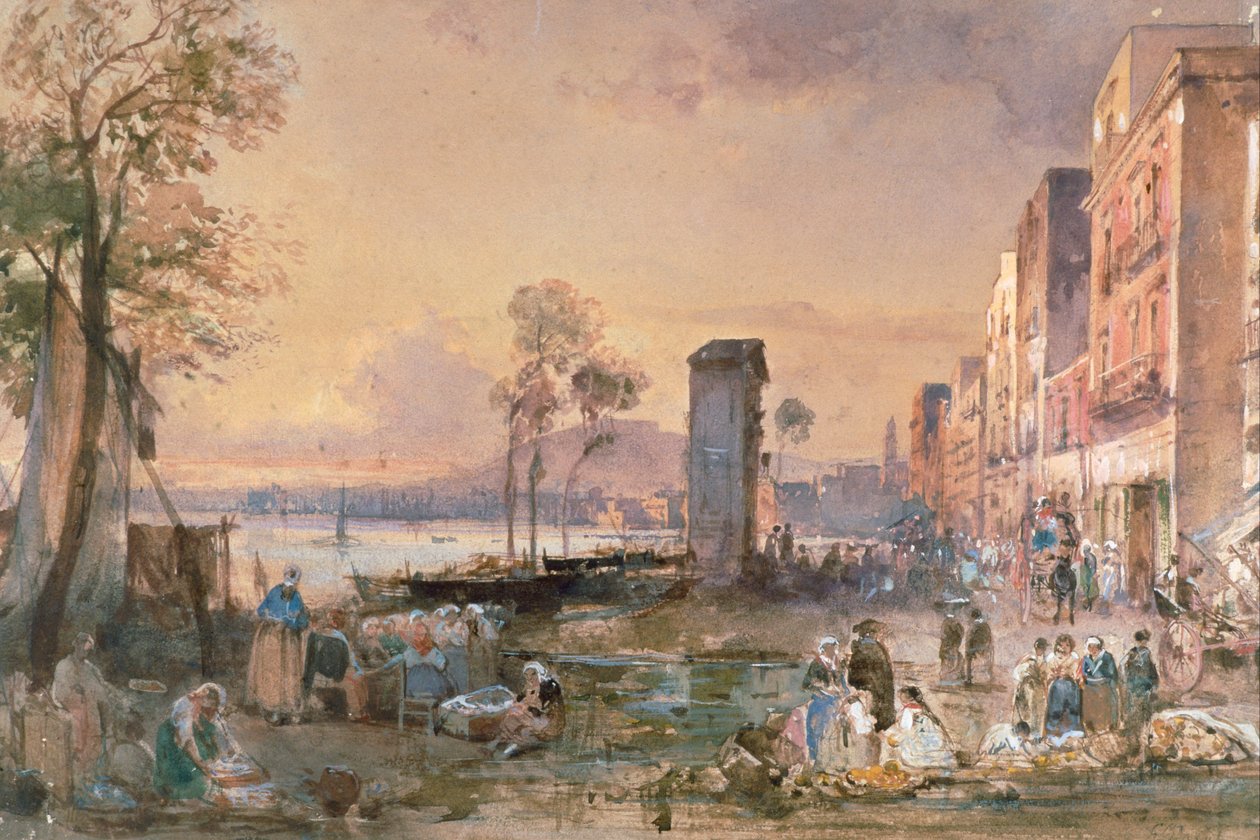 View of Naples from Marinella, by Giacinto Gigante (1806-1876), pencil, watercolor and ceruse (white lead) on paper, Italy بواسطة جياسينتو جيجانتي