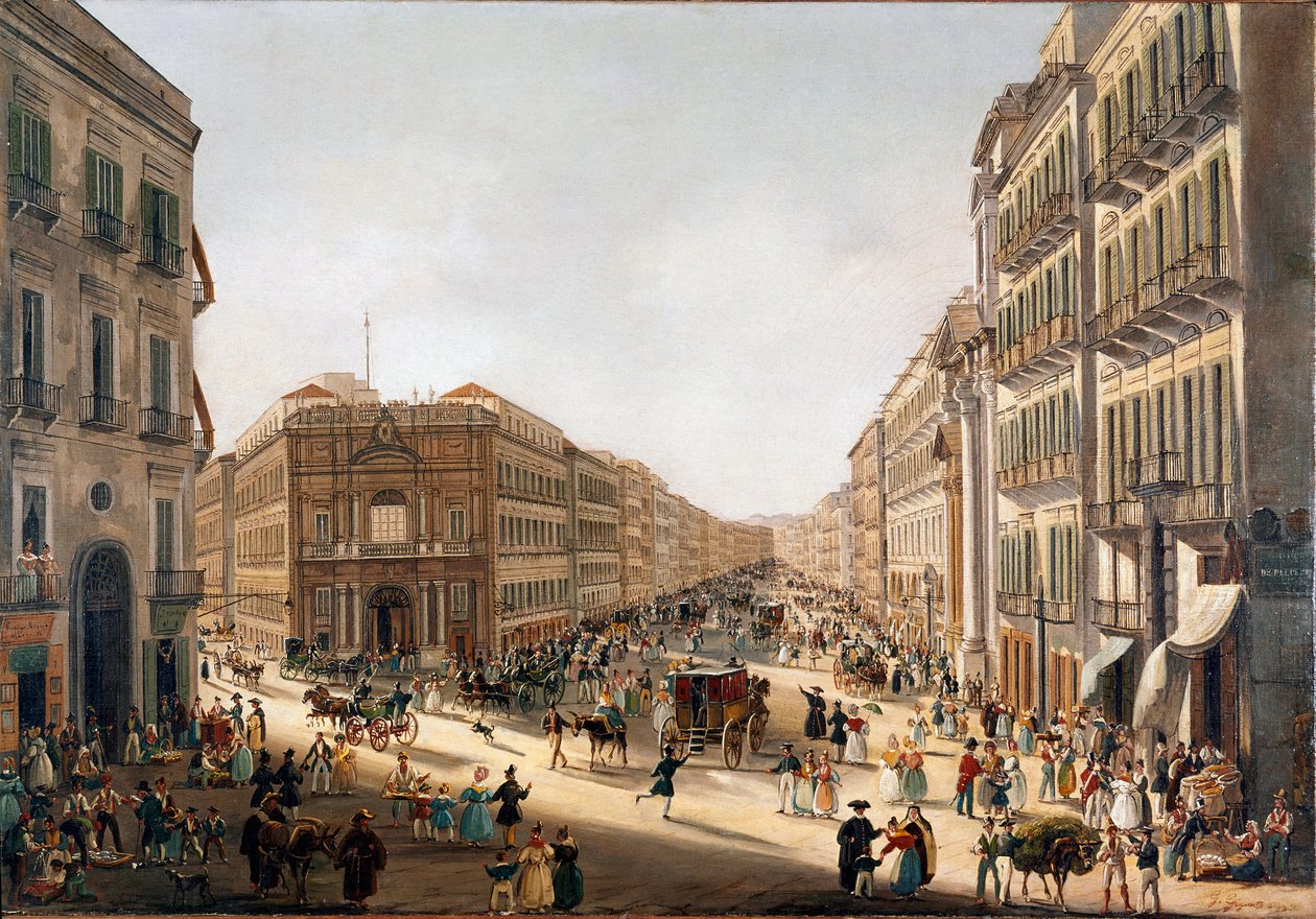 View of the street Toledo a Naples (View of Toledo street in Naples) Painting by Giacinto Gigante (1806-1876) Naples Museo Nazionale di San Martino بواسطة جياسينتو جيجانتي