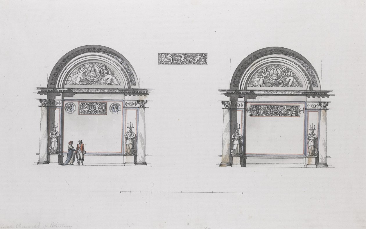 تصميم لقصر شيريميتييف ، أوستانكينو ، ج. 1796 بواسطة جياكومو أنطونيو دومينيكو كورينغي
