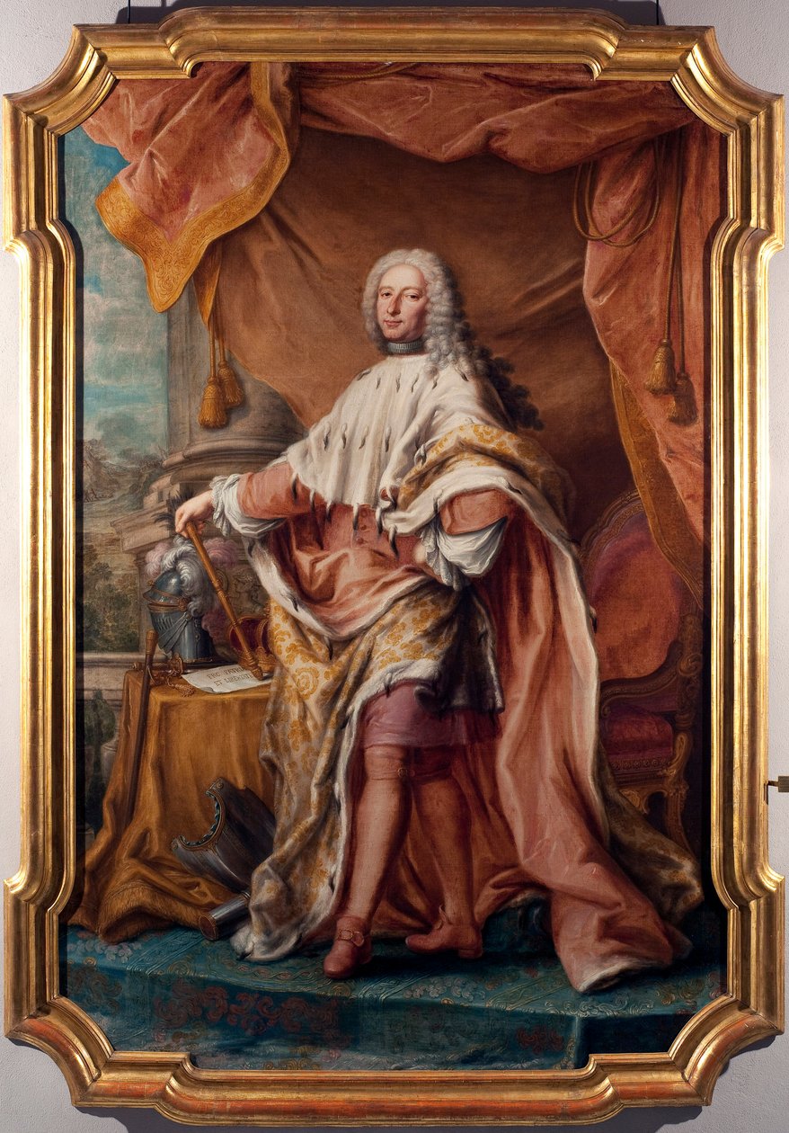 صورة لدوج الجينات جيان فرانشيسكو الثاني بريجنول سيل (بريجنول-سيل) (1695-1748) رسم جاكوبو (جياكومو) أنطونيو بوني (1688-1766) 1747-1748 شمس 266 × 179 سم جينات ، موسي دي سترادا نوفا (سابقًا القصر الأحمر) بواسطة مكافآت جياكومو