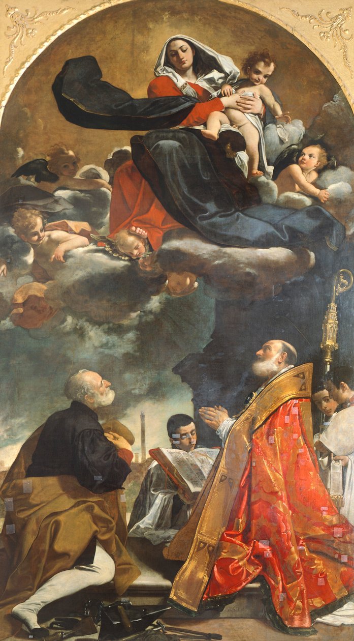 Altarpiece depicting Virgin with Saints Petronius and Alo بواسطة جياكومو كافيدوني