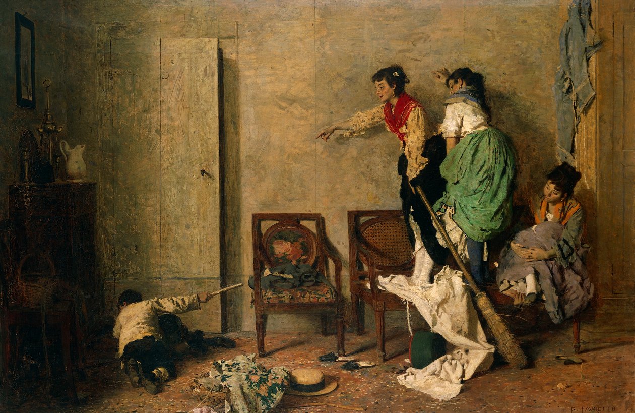 الفأر، لجياكومو فافريتو (1849-1887)، زيت على قماش، 59x90 سم بواسطة جياكومو فافريتو