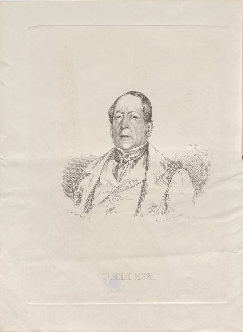 صورة للمؤلف جيوشينو أنطونيو روسيني 1792-1868 ، 1852. بواسطة جياكومو لوزاتي