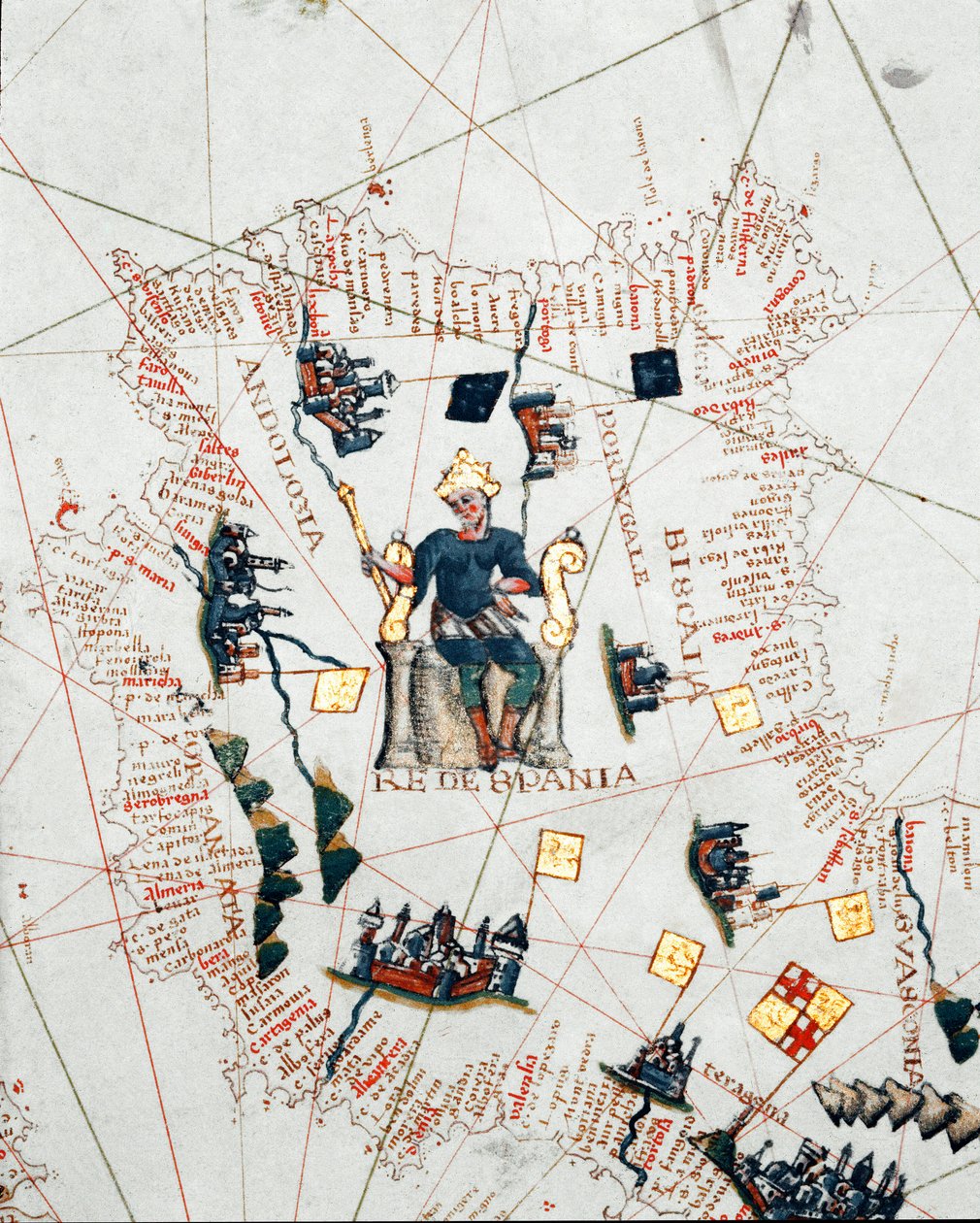 Representation of the King of Spain and the coasts of Europe and North Africa (portulan بواسطة جياكومو ماجيولو