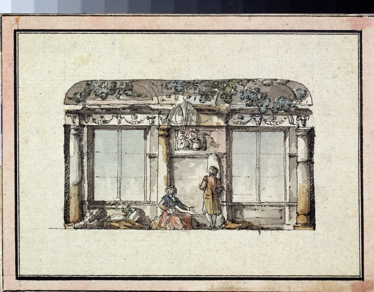 مشروع لديكور غرفة ذات نافذتين. عمل جياكومو أنطونيو دومينيكو كورينغي (1744-1817) ، بالحبر والألوان المائية على الورق. الفن الإيطالي والكلاسيكية. State A. متحف بوشكين للفنون الجميلة ، موسكو. بواسطة جياكومو كورينغي