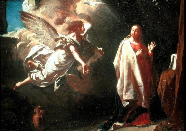 البشارة (زيت على قماش) بواسطة Giambattista Piazzetta