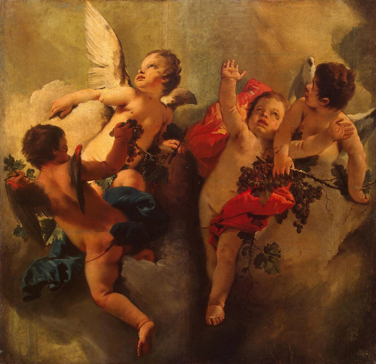 كيوبيد مع العنب. مسلسل فور سيزونز ، 1740s. بواسطة Giambattista Tiepolo