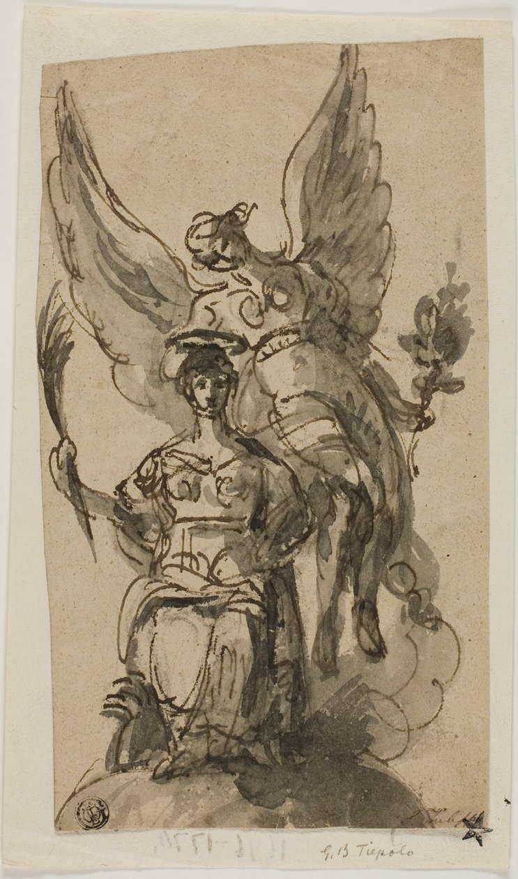 امرأة جالسة توجها الملاك بواسطة Giambattista Tiepolo
