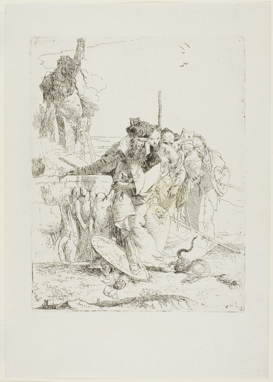ستة أشخاص يشاهدون ثعبانًا ، من Scherzi بواسطة Giambattista Tiepolo