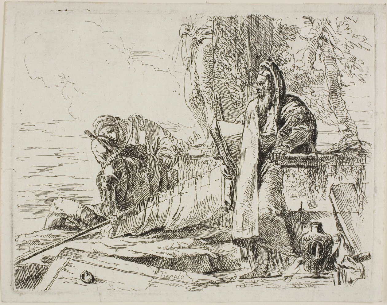 فيلسوف قائم وشخصيتان أخريان من كابريتشي بواسطة Giambattista Tiepolo