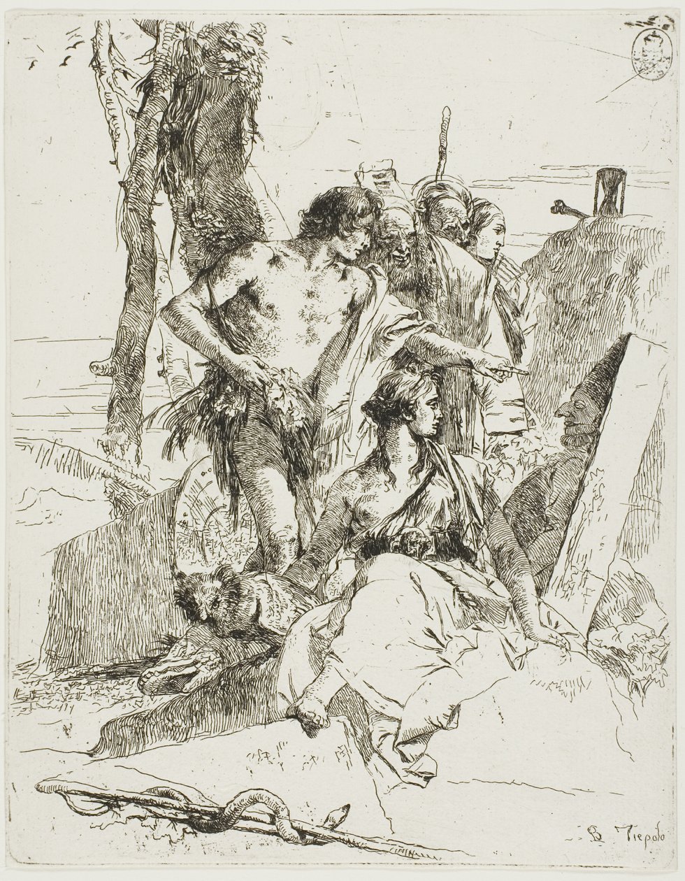 اكتشاف قبر بانشينيلو من شيرزي بواسطة Giambattista Tiepolo