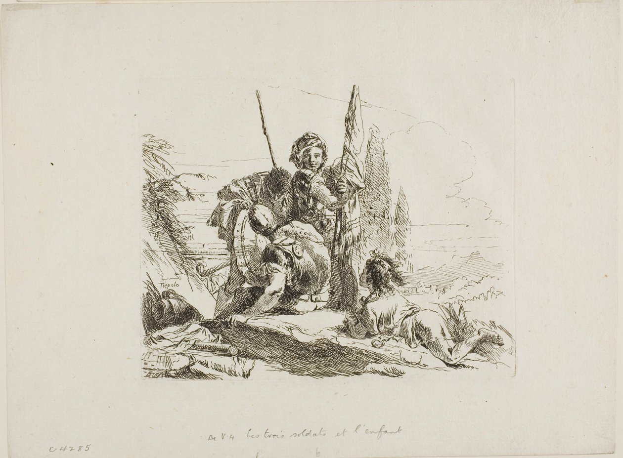 ثلاثة جنود وصبي ، من كابريتشي بواسطة Giambattista Tiepolo