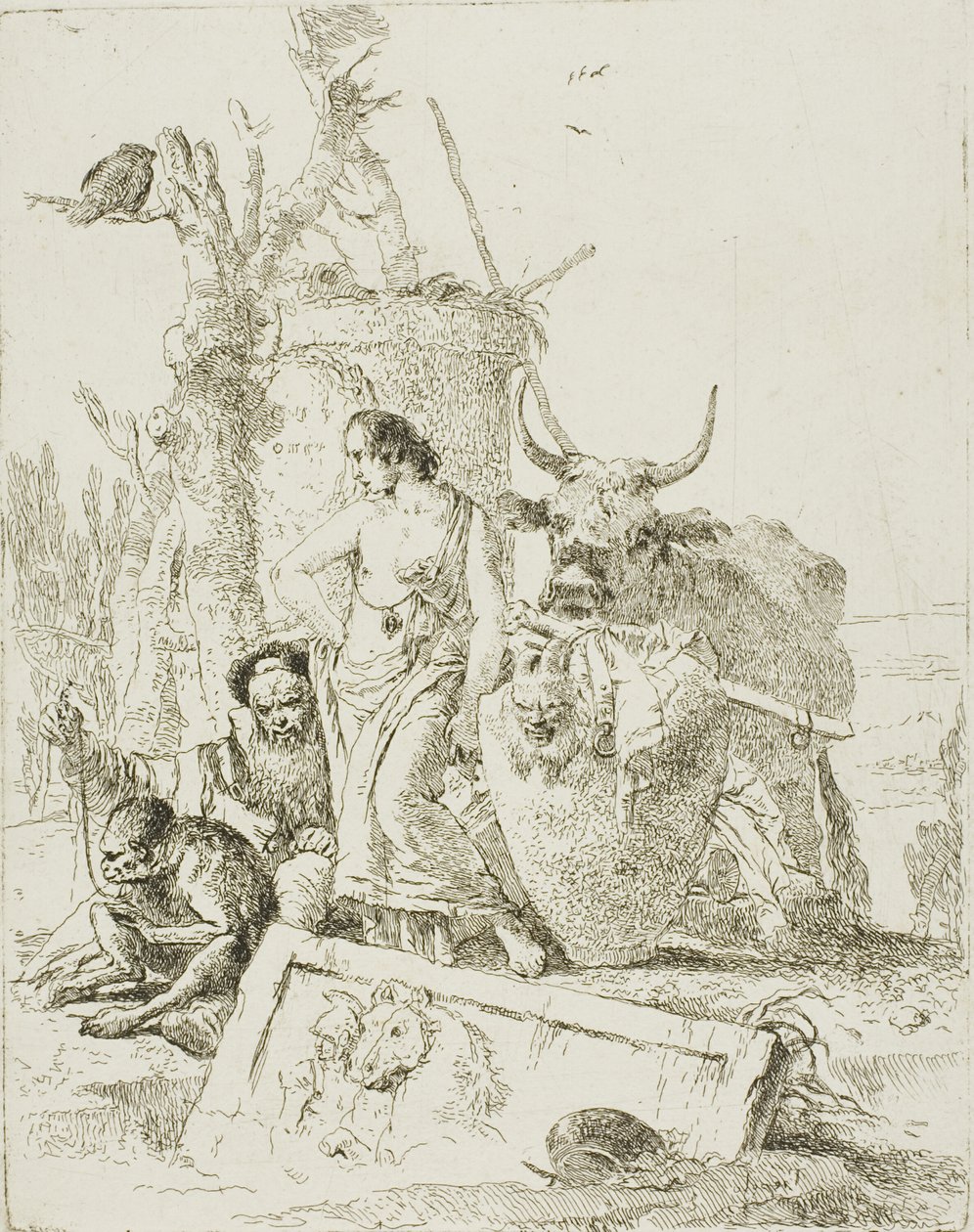 الرعاة الصغار والرجل العجوز مع القرد ، من شيرزي بواسطة Giambattista Tiepolo