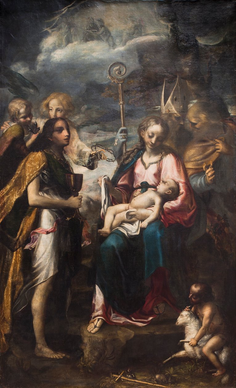 العذراء والطفل وسر الآلام بواسطة Giambattista Tinti