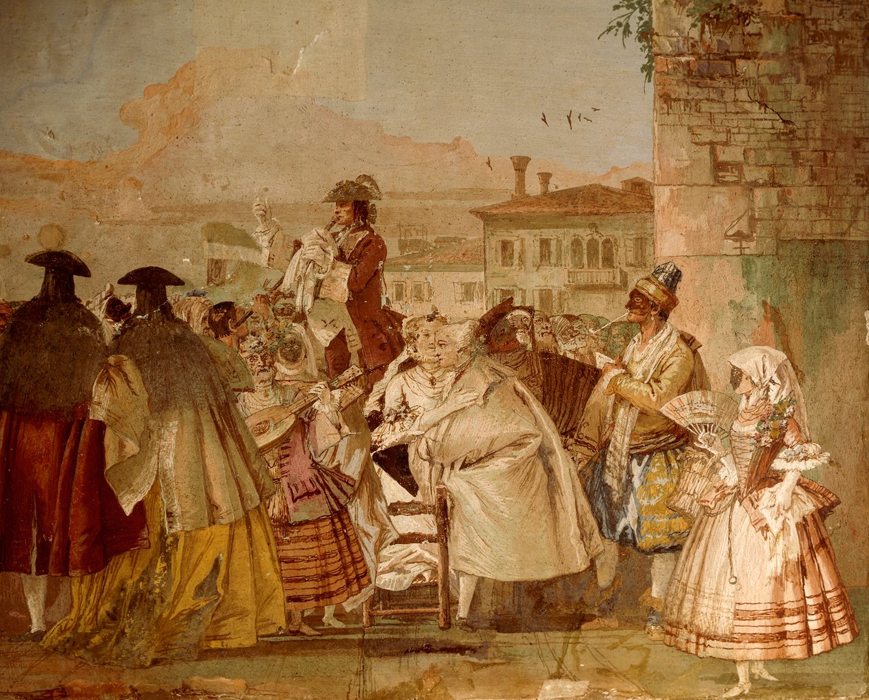 The Charlatan ، بقلم Giandomenico Tiepolo (1727-1804) ، لوحة جدارية ، غرفة مشاهد الكرنفال ، في Foresteria (دار ضيافة) في Villa Valmarana 