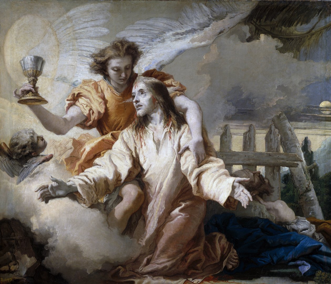 Agonie dans le jardin des oliviers - The agony in the Garden - Tiepolo، Giandomenico (1727-1804) - 1772 - زيت على قماش - 125x142 سم - متحف ديل برادو ، مدريد بواسطة جياندومينيكو تيبولو