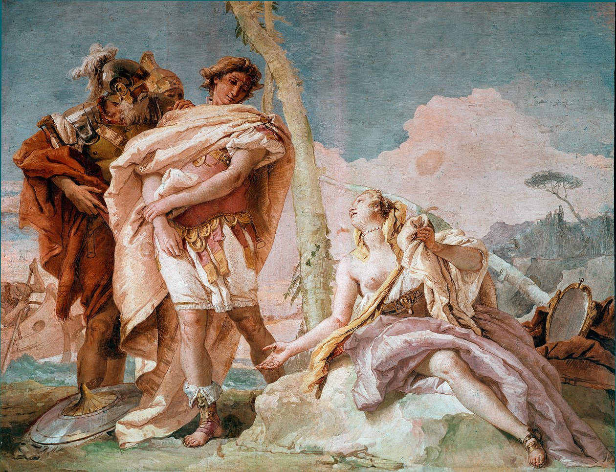 Renaud يتخلى عن رسم Armide لمشهد من Torquato Tasso "La Jerusalem delivree". فريسكو بواسطة Giandomenico Tiepolo (1727-1804) 1757 Sun. 220x310 cm Vicenza، Villa Valmarana Italy بواسطة جيوفاني دومينيكو تيبولو