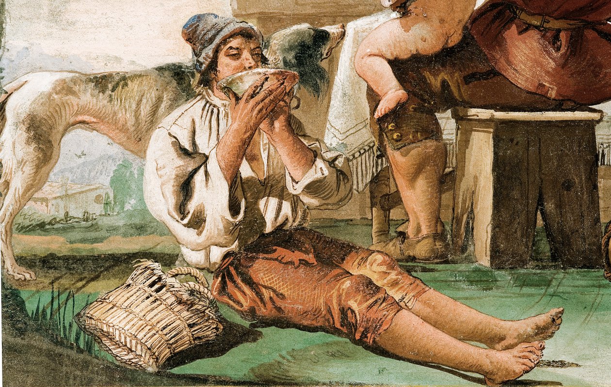 تفاصيل من عائلة الفلاحين على الطاولة ، من غرفة المشاهد الريفية ، في فورستيريا ، 1757 بواسطة جيوفاني دومينيكو تيبولو