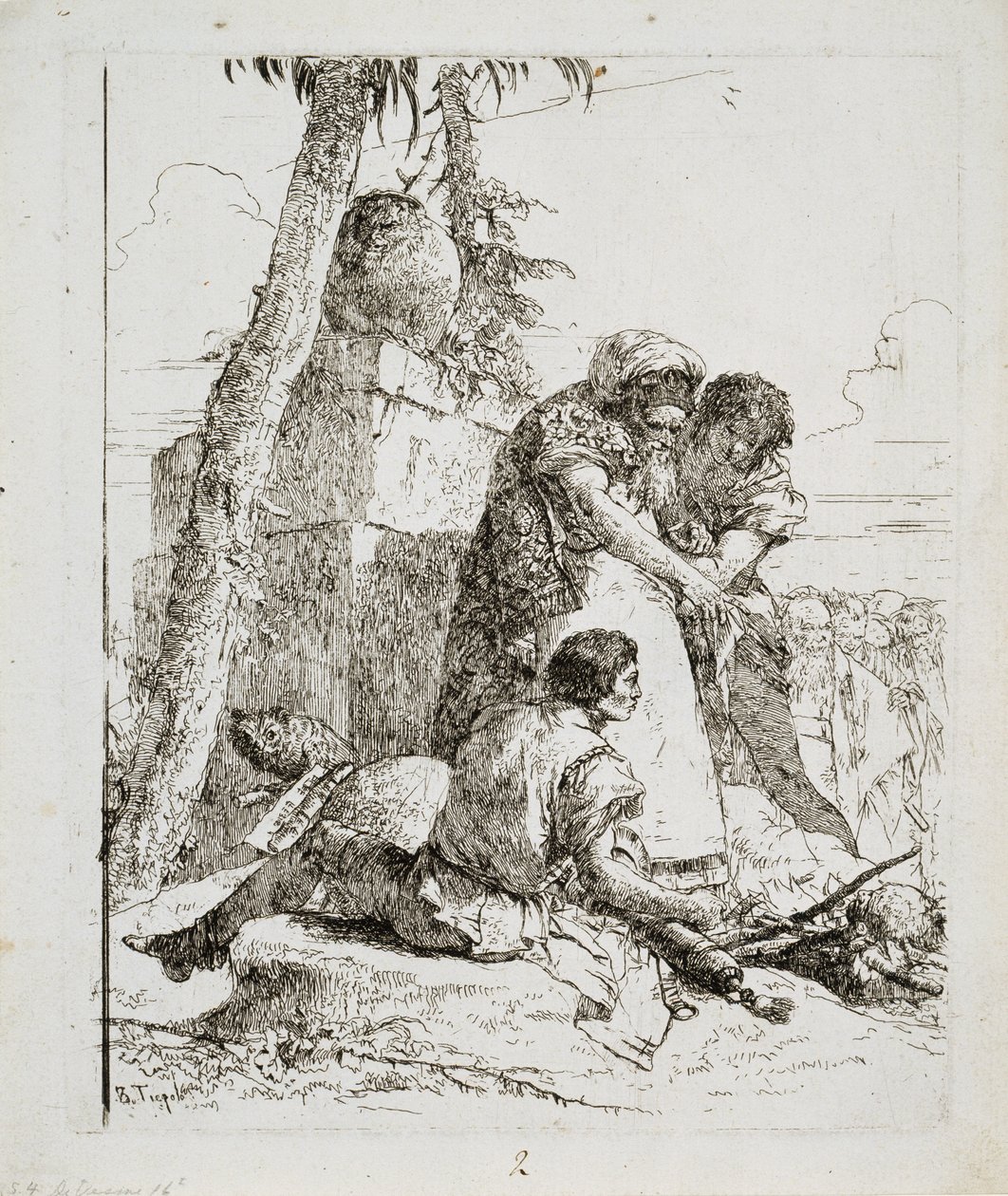 الساحر يشير إلى رأس مشتعلة لشابين ، ج. 1740s بواسطة جيوفاني دومينيكو تيبولو