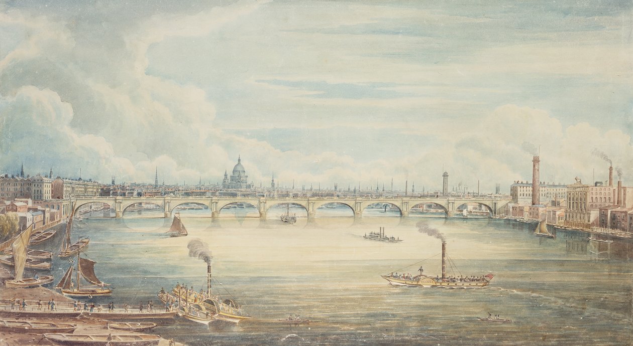 من Hungerford Pier ، 1837 (مرحاض على ورق) بواسطة جدعون ييتس