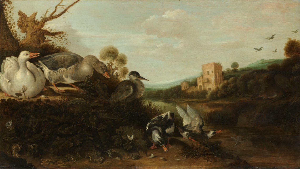 الطيور المائية بواسطة Gijsbert Gillisz de Hondecoeter