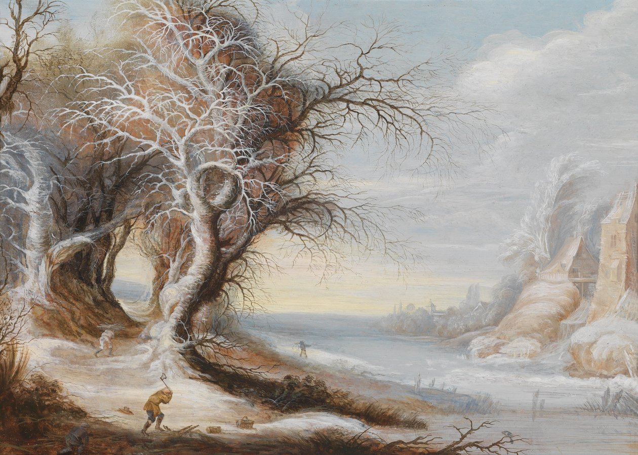 منظر شتوي مع حطاب بواسطة Gijsbrecht Leytens