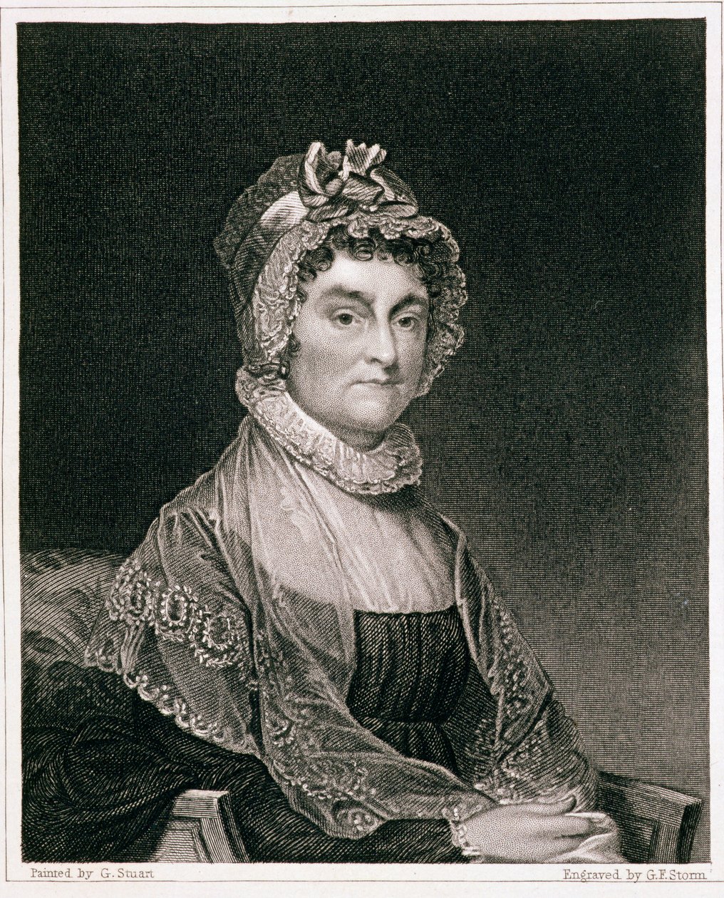 أبيجيل آدامز ، منقوش بواسطة GF Storm (fl.c.1834) بواسطة جيلبرت ستيوارت