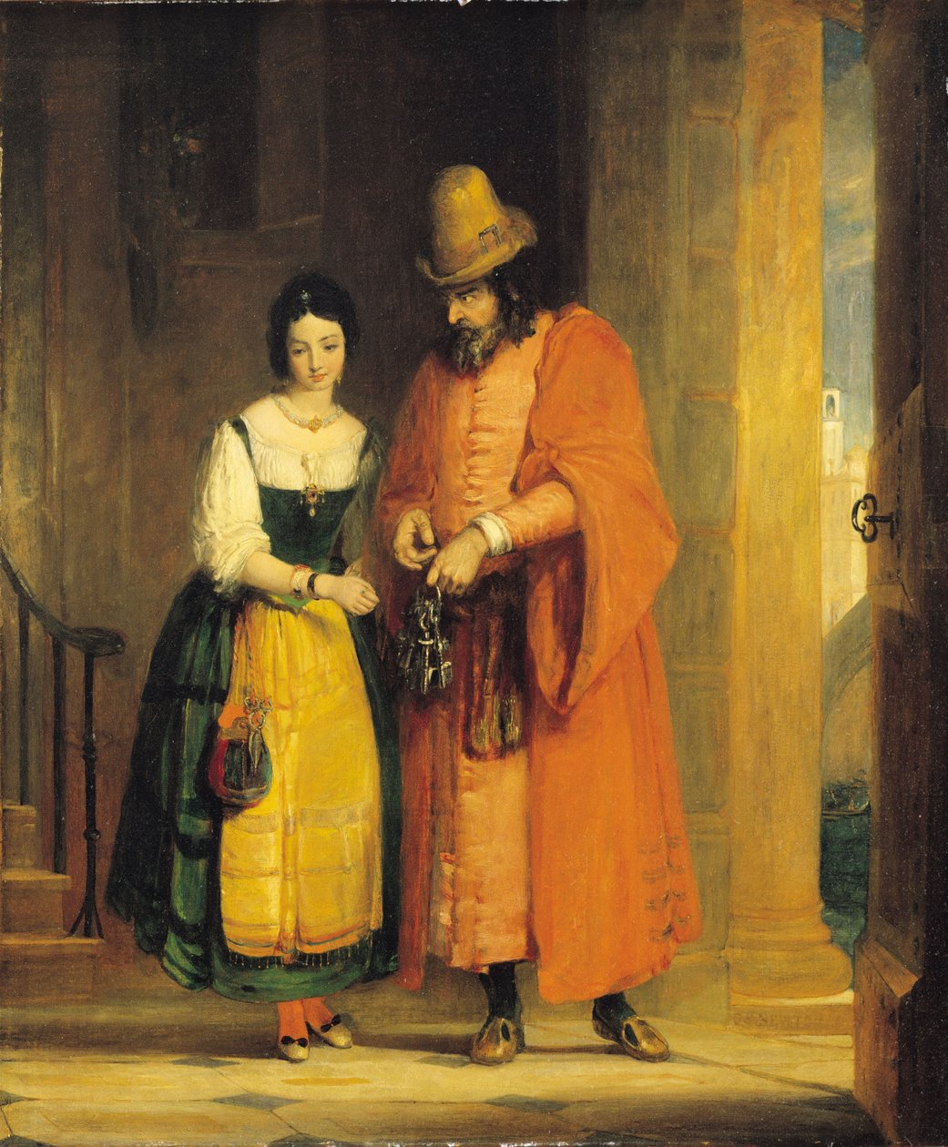 شيلوك وجيسيكا من "تاجر البندقية" ، القانون الثاني ، المشهد الثاني ، 1830 بواسطة جيلبرت ستيوارت نيوتن