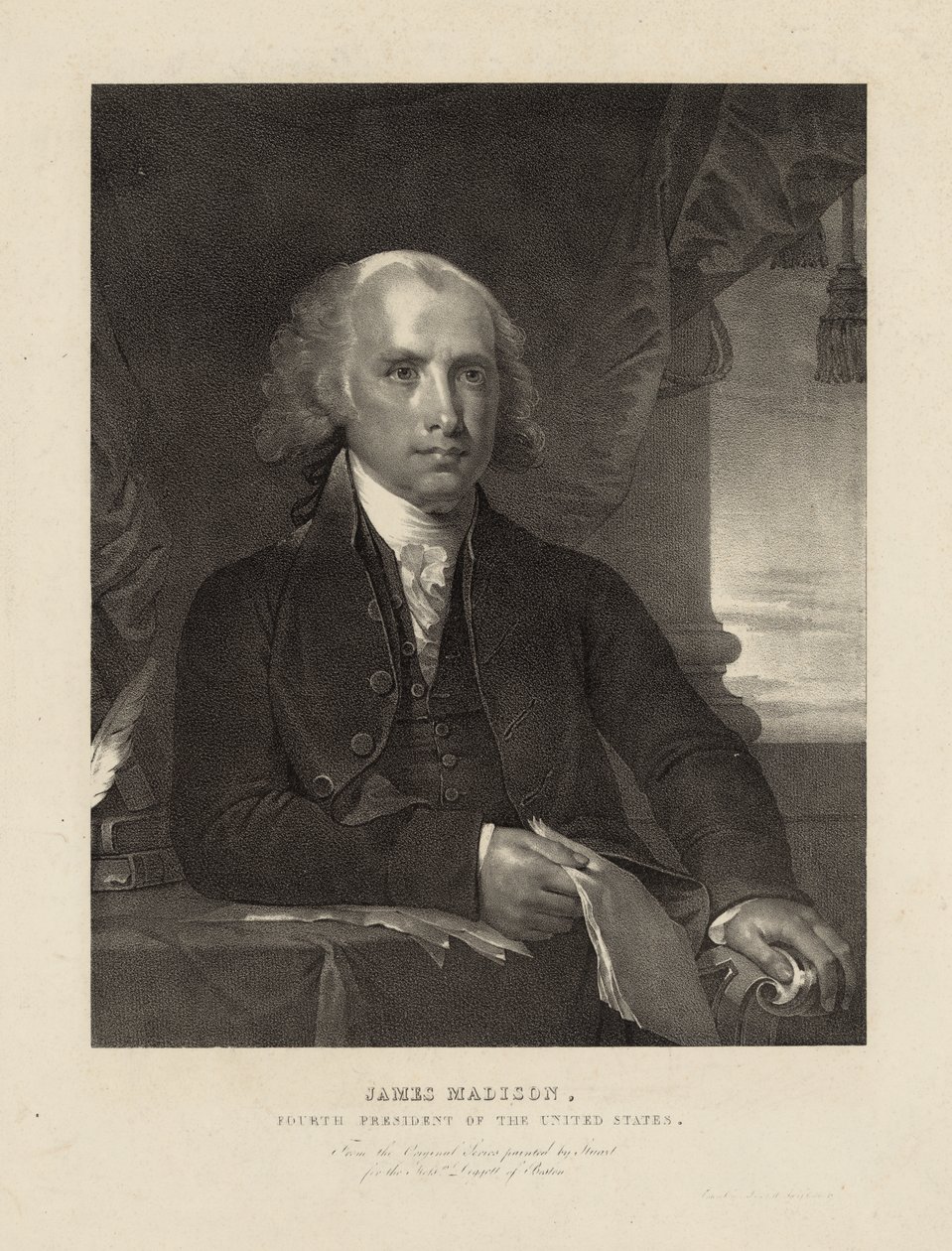 James Madison, Fourth President of the United States, c.1828 (litho) بواسطة جيلبرت (بعد) ستيوارت