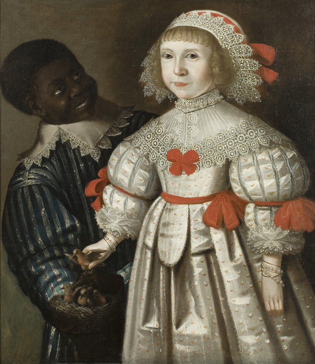 Daughter of Florence Poulett and Thomas Smyth of Ashton Court, with her black page, c.1640 (oil on canvas) بواسطة جيلبرت (دائرة) جاكسون