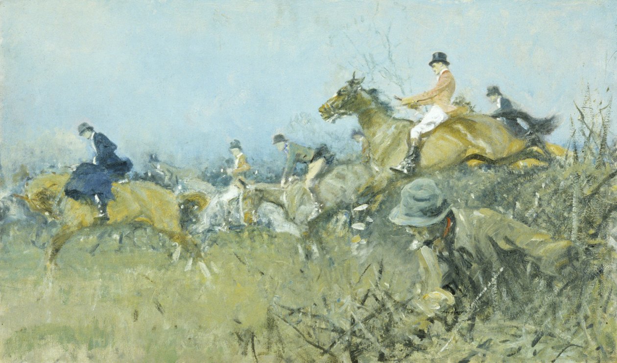 Hunting Scene, Full Cry (oil on canvas) بواسطة عطلة جيلبرت
