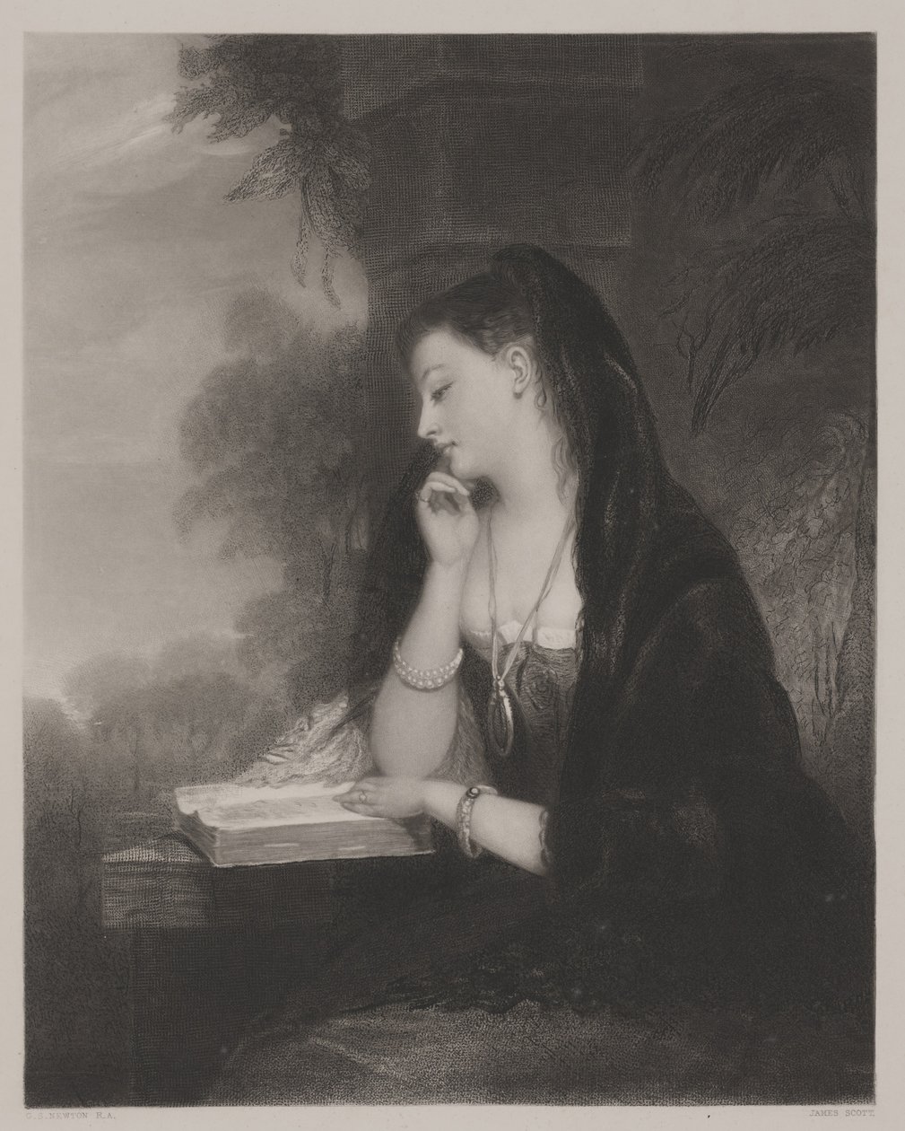 Pensive (aquatint) بواسطة جيلبرت ستيوارت نيوتن