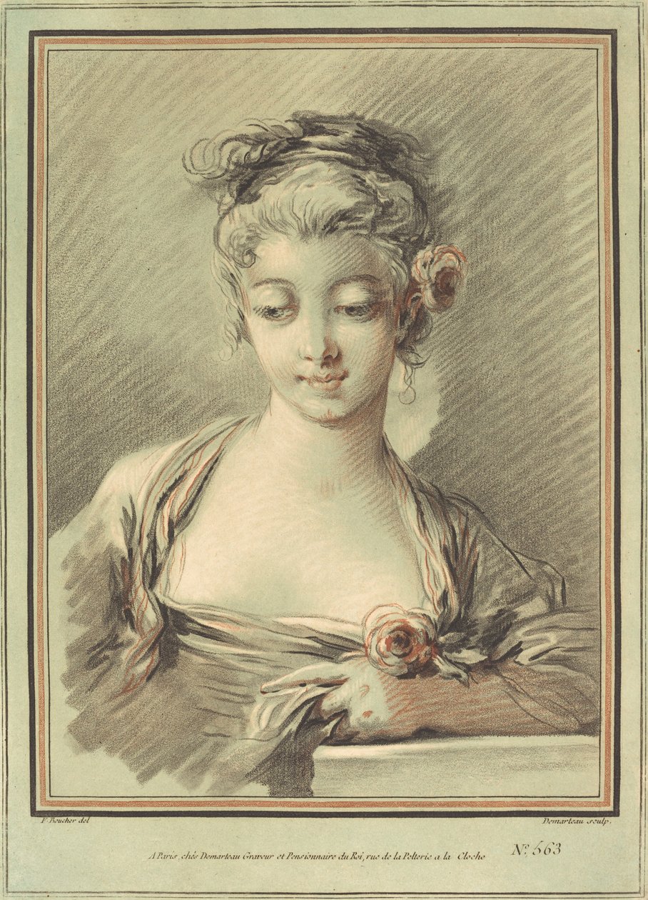 شابة مع وردة ، ج. 1776. بواسطة جيل ديمارتو