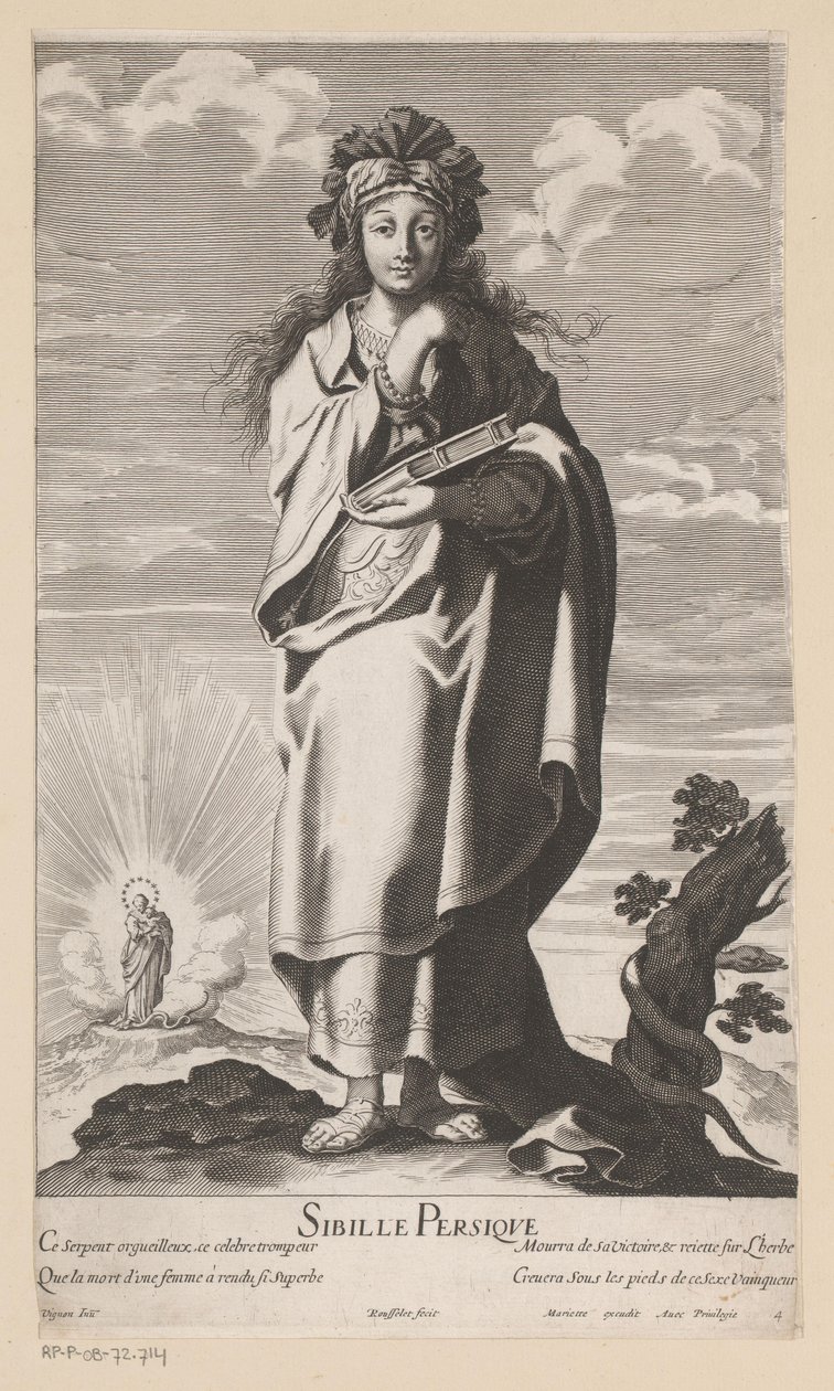 العرافة الفارسية ، مع مريم والطفل في الخلفية سيبيل بيرسيك (العنوان على الكائن) العرافات (عنوان المسلسل) ليه Sibylles (عنوان المسلسل) بواسطة جيل روسيليت