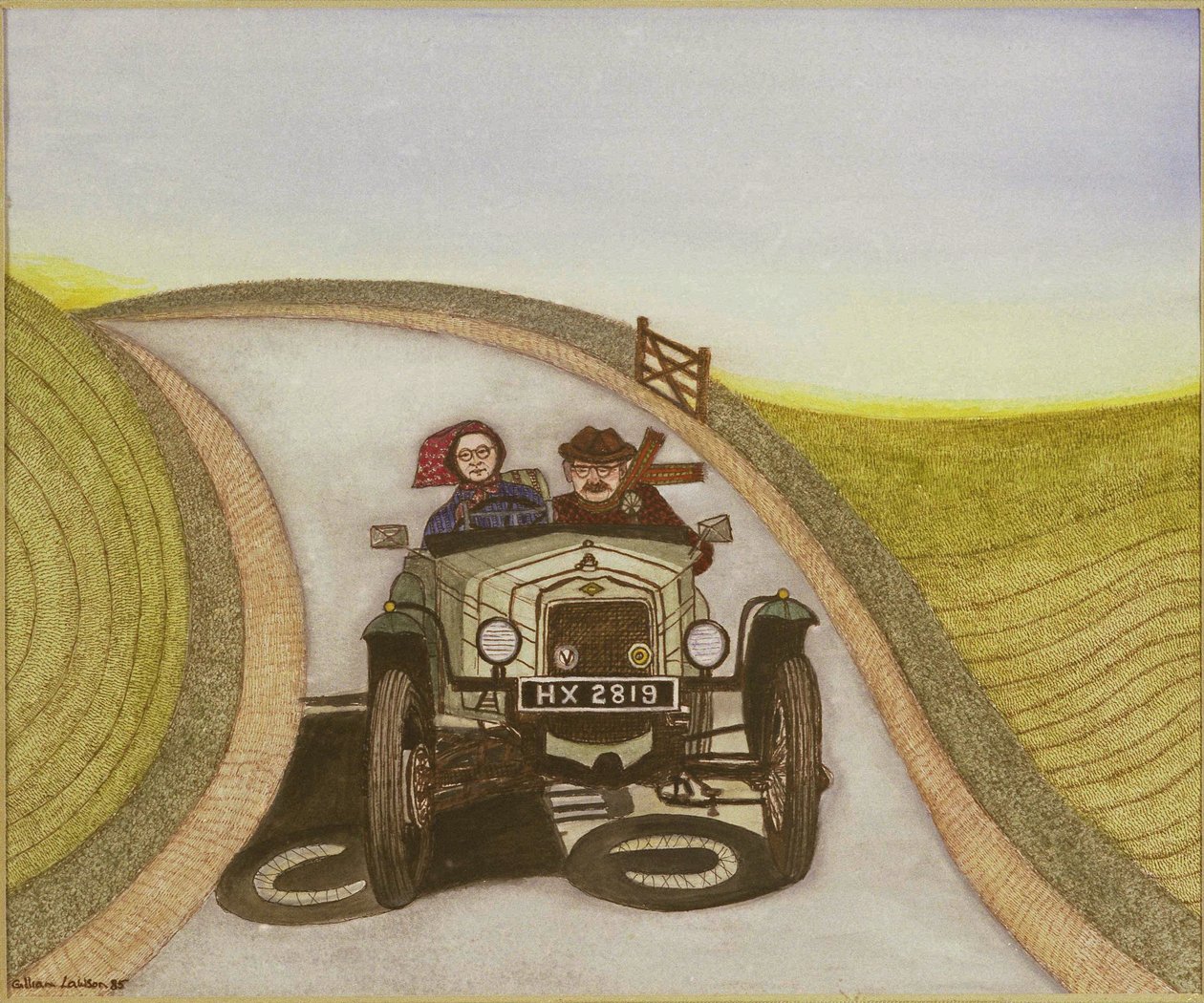 Motorcar ، 1985 (ألوان مائية على ورق) بواسطة جيليان لوسون