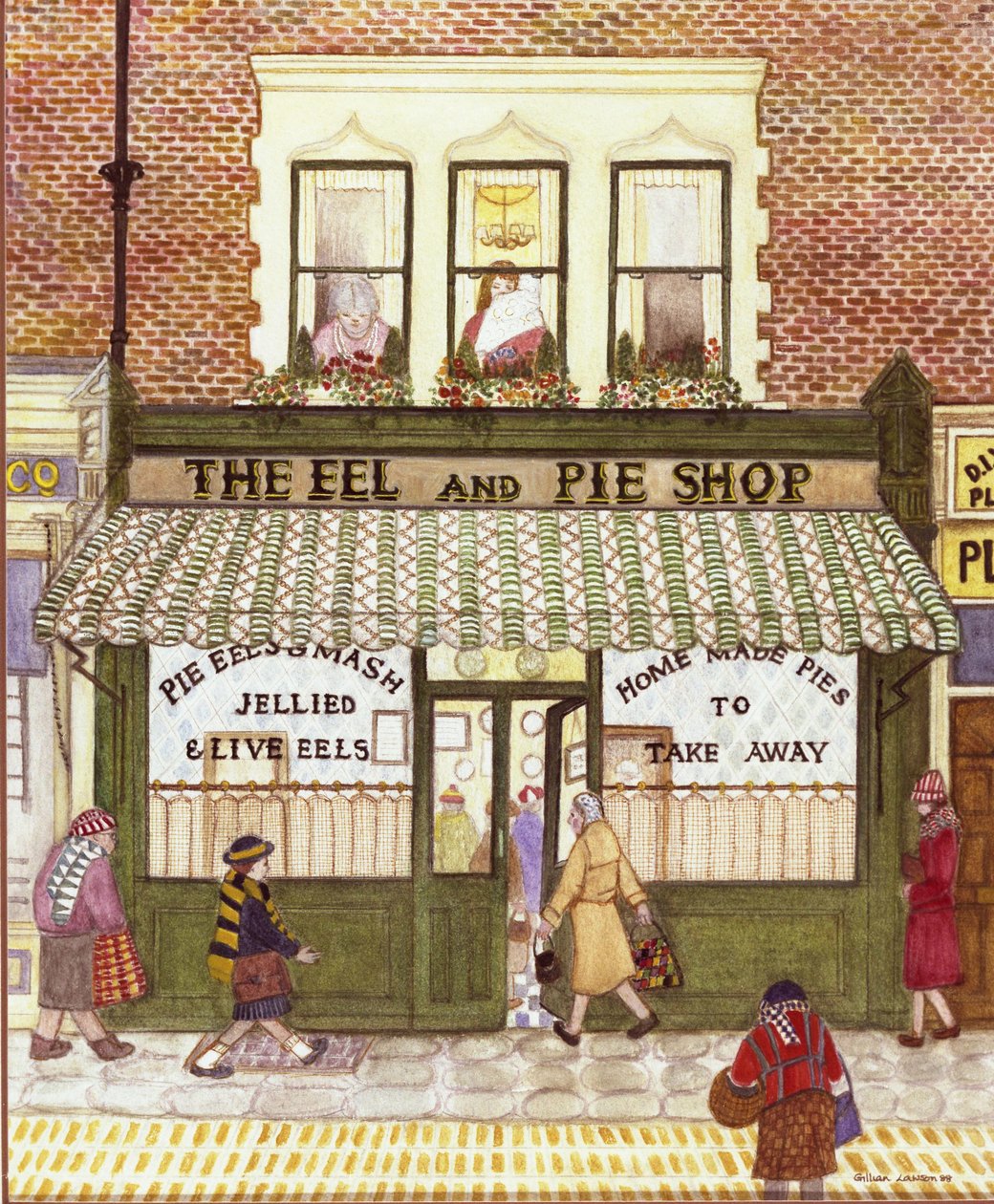 The Eel and Pie Shop ، 1989 (ألوان مائية على ورق) بواسطة جيليان لوسون