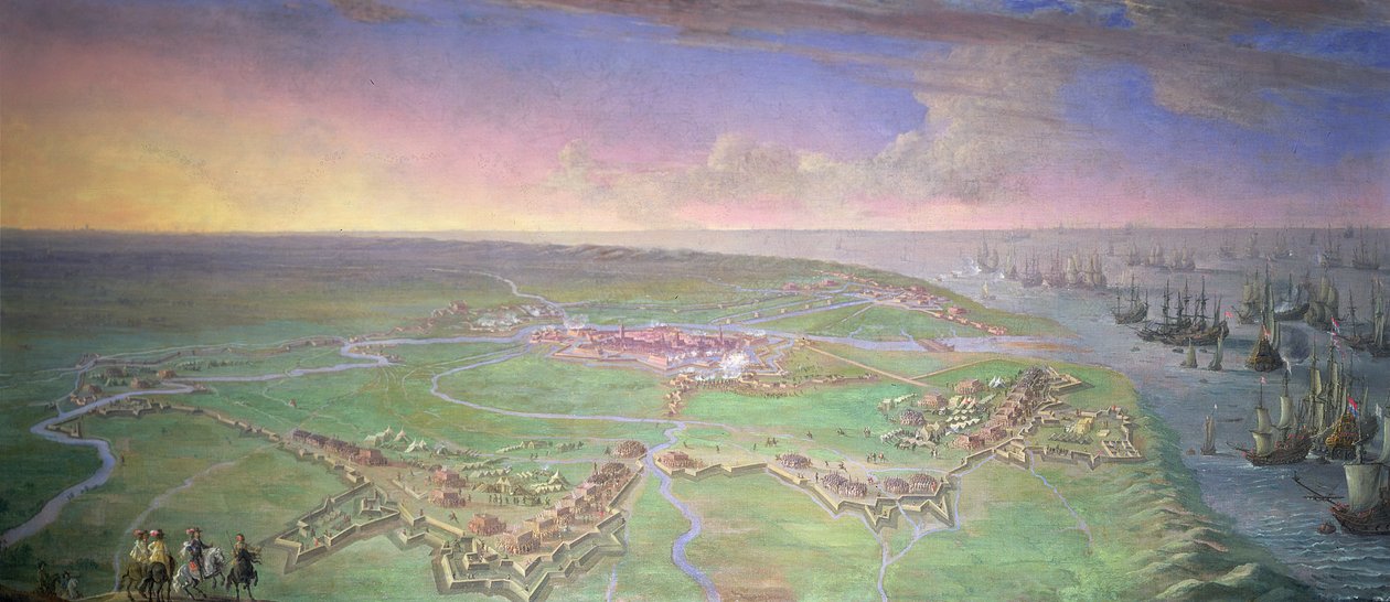 منظر بانورامي للحصى المحاصر من قبل Duc d&39;Orleans في يوليو 1643 بواسطة جيليس بيترز