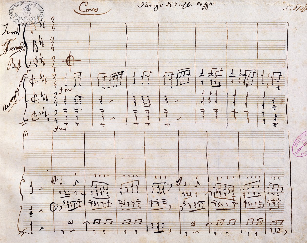 نتيجة مكتوبة بخط اليد بواسطة Gioacchino Rossini (1792-1868) بواسطة جيواتشينو روسيني