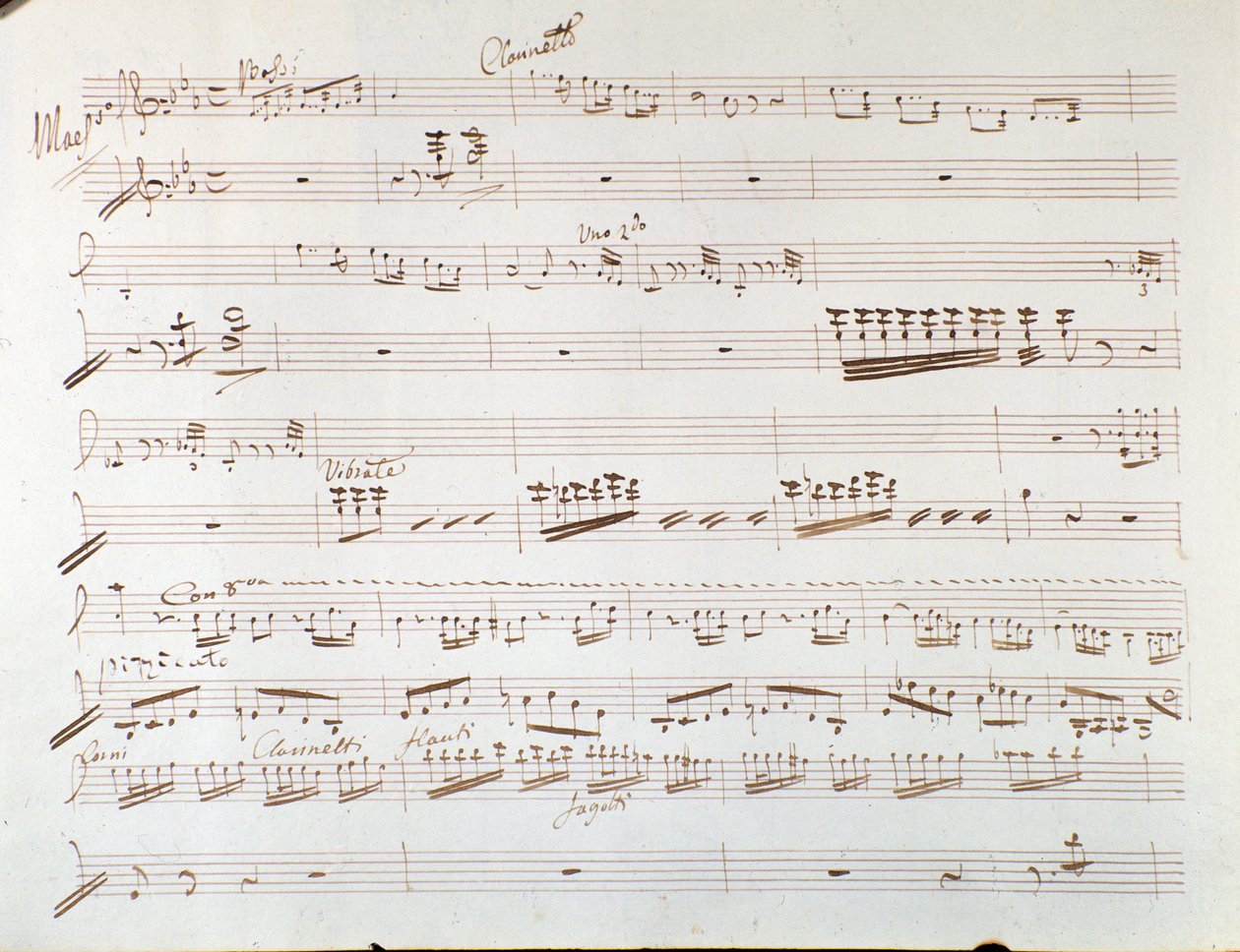 صفحة من النوتة الموسيقية للكمان للسمفونية في سندريلا ، أو Goodness Triumphant بقلم Gioacchino Rossini بواسطة جيواتشينو روسيني