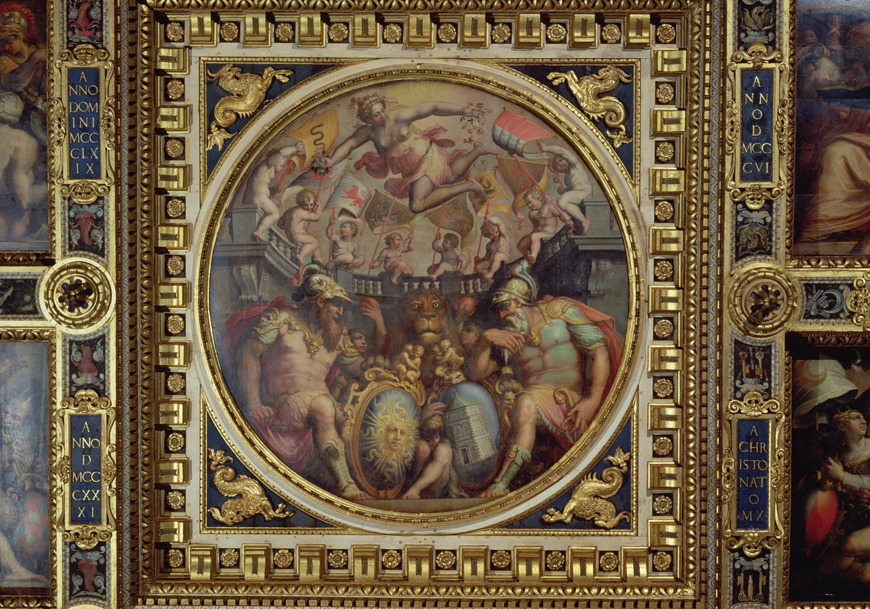 رمزية لمدينتي سان جيوفاني وسانتا ماريا نوفيلا من سقف Sala dei Cinquecento ، 1565 (لوحة) بواسطة جورجيو فاساري